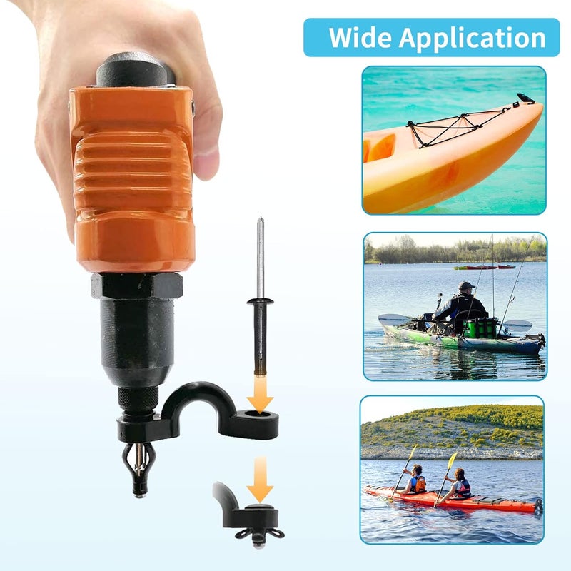 CLIO Deck Rigging Kit Accessory - 19.7 FT Bungee Cord with Deck Loops Tie Down Pad Eyes and J - Hooks and Bungee Cord Hook Screws & Rivets for Kayaks Canoes Boat - Image 3